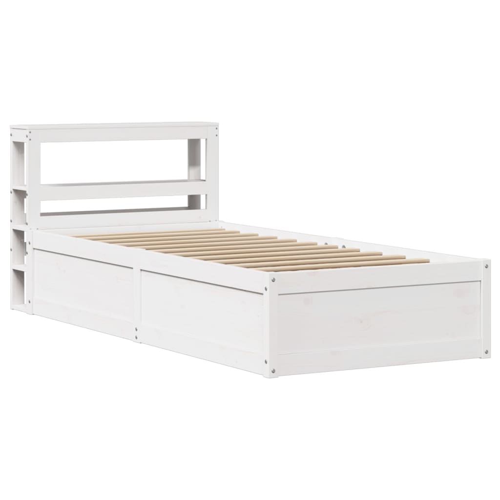 Cadre de lit avec tête de lit blanc 75x190cm bois de pin massif - XIOS