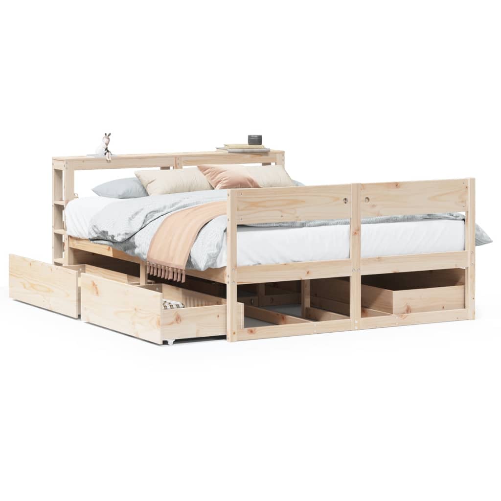 Cadre de lit sans matelas 140x200 cm bois massif de pin - XIOS