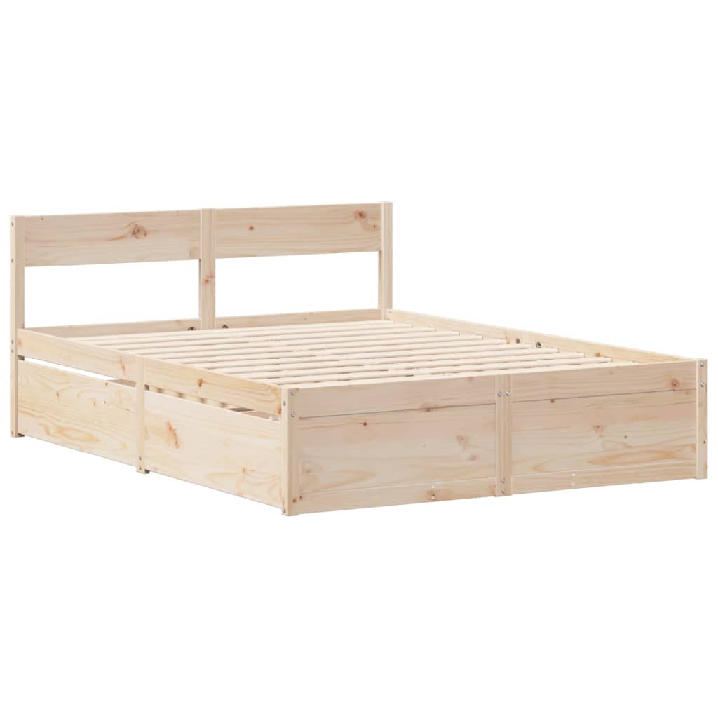 Cadre de lit sans matelas 140x200 cm bois massif de pin - XIOS