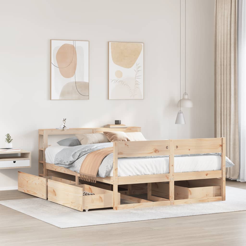 Cadre de lit sans matelas 140x200 cm bois massif de pin - XIOS