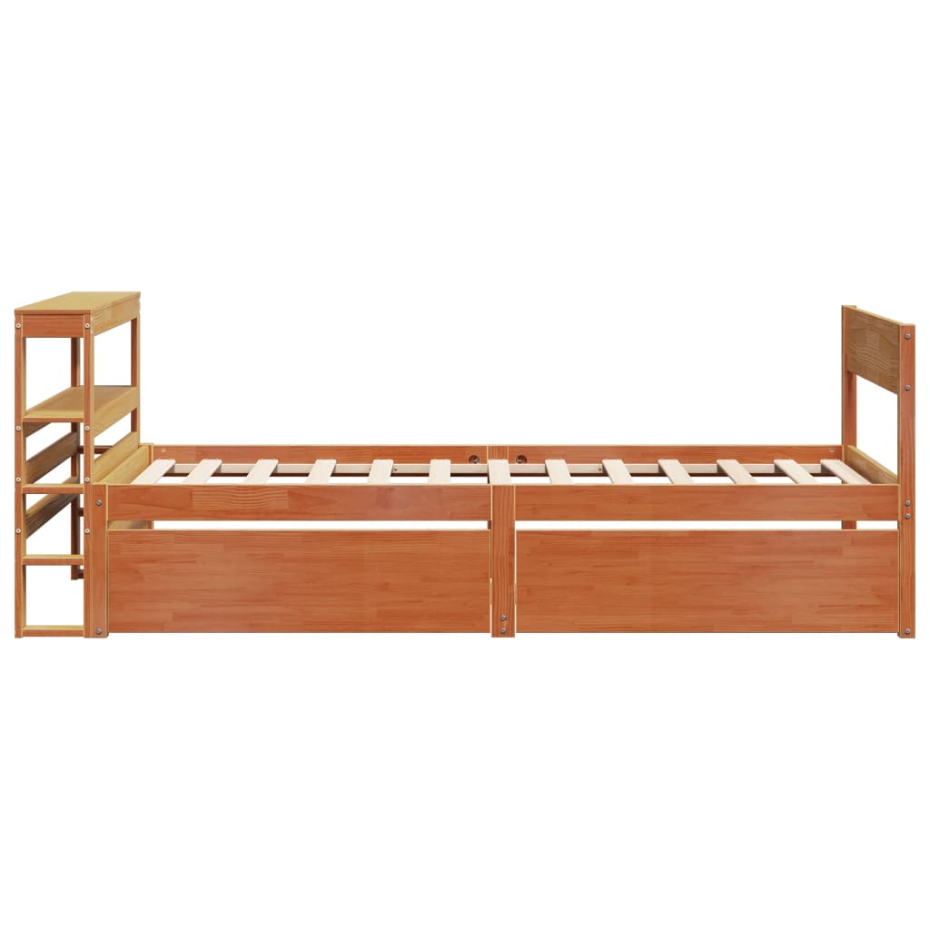 Cadre de lit sans matelas cire marron 100x200cm bois pin massif - XIOS