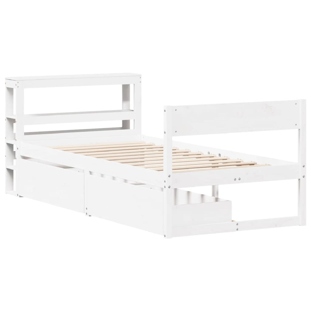 Cadre de lit sans matelas blanc 90x200 cm bois de pin massif - XIOS