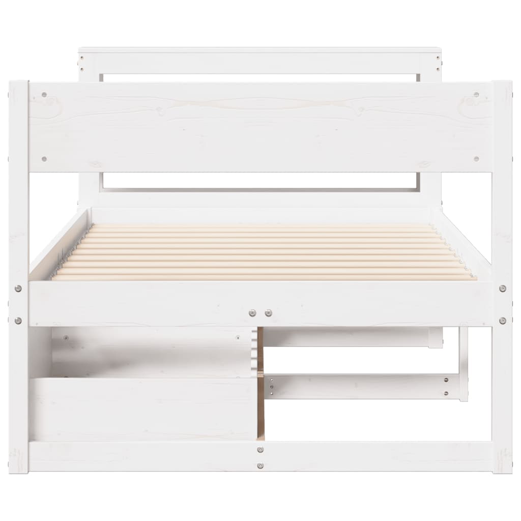 Cadre de lit sans matelas blanc 90x200 cm bois de pin massif - XIOS