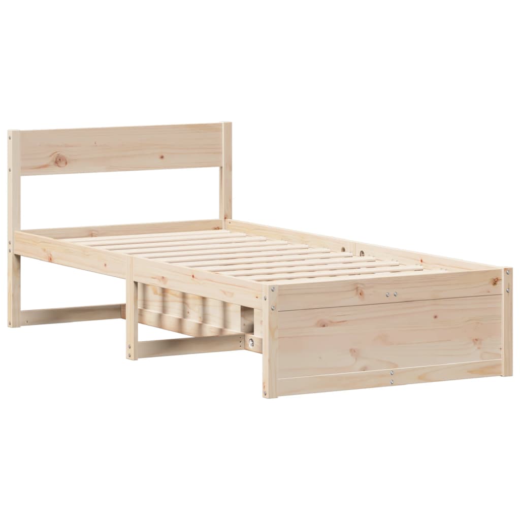 Cadre de lit sans matelas 75x190 cm bois de pin massif - XIOS