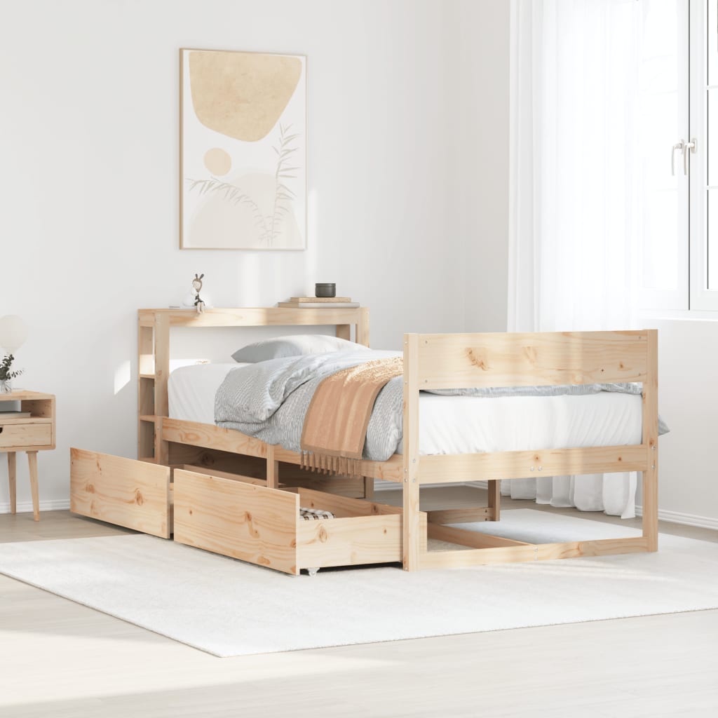 Cadre de lit sans matelas 75x190 cm bois de pin massif - XIOS