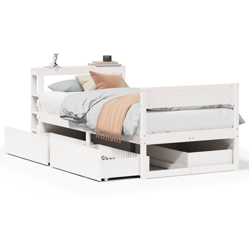 Cadre de lit sans matelas blanc 75x190 cm bois de pin massif - XIOS