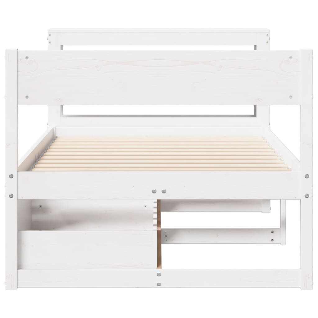 Cadre de lit sans matelas blanc 75x190 cm bois de pin massif - XIOS