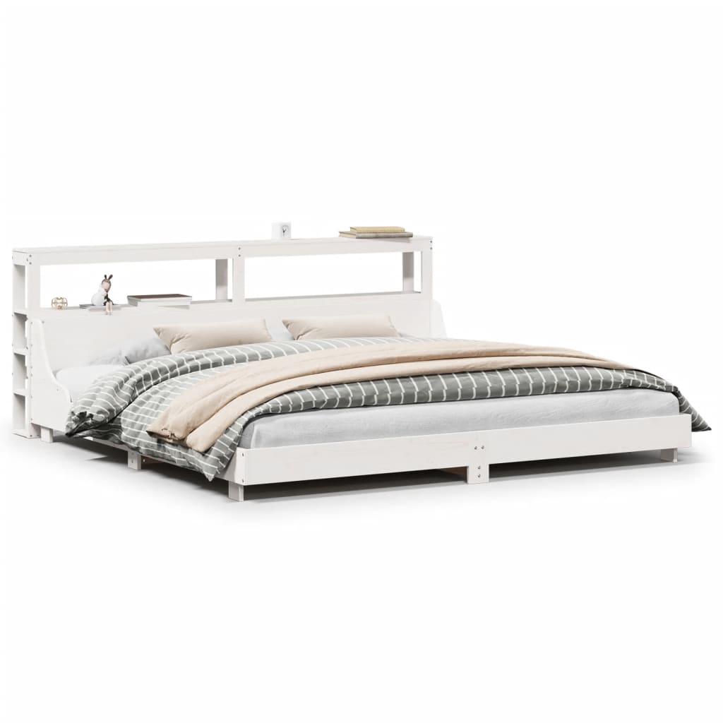 Cadre de lit sans matelas blanc 180x200 cm bois massif de pin
