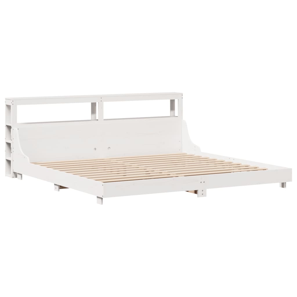 Cadre de lit sans matelas blanc 180x200 cm bois massif de pin