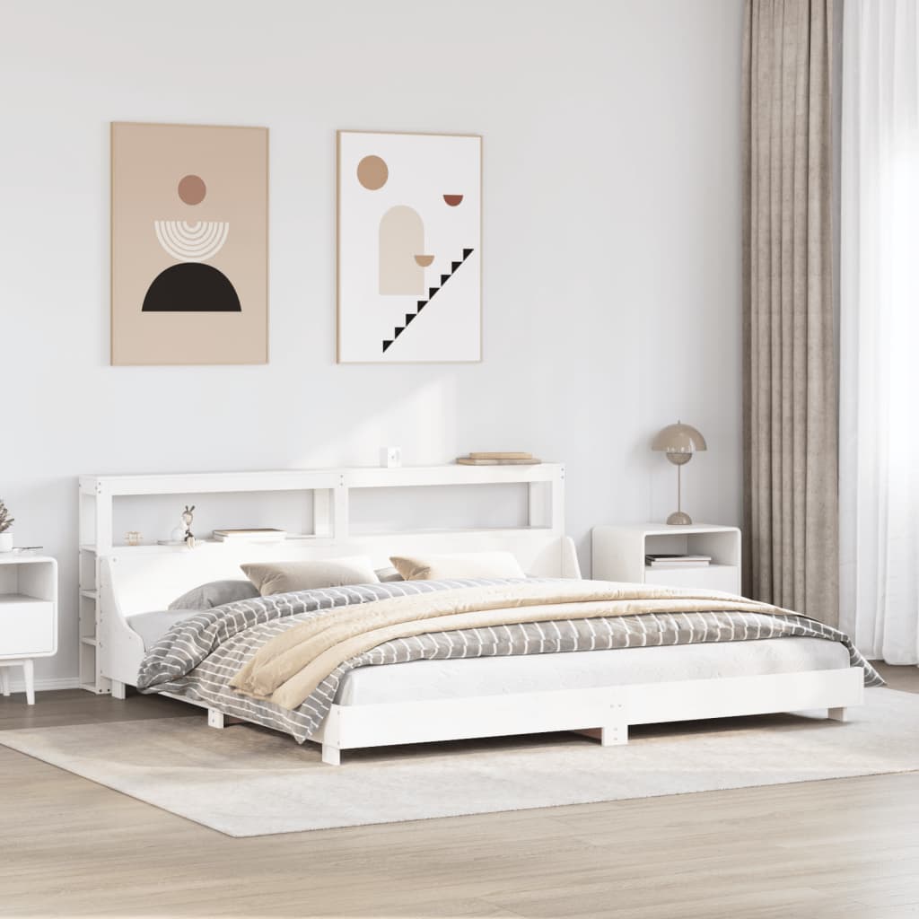 Cadre de lit sans matelas blanc 180x200 cm bois massif de pin