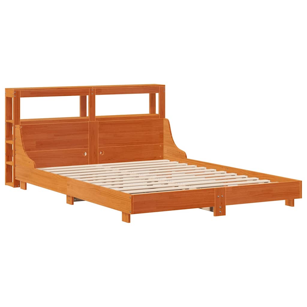 Cadre de lit sans matelas cire marron 160x200cm bois pin massif - XIOS