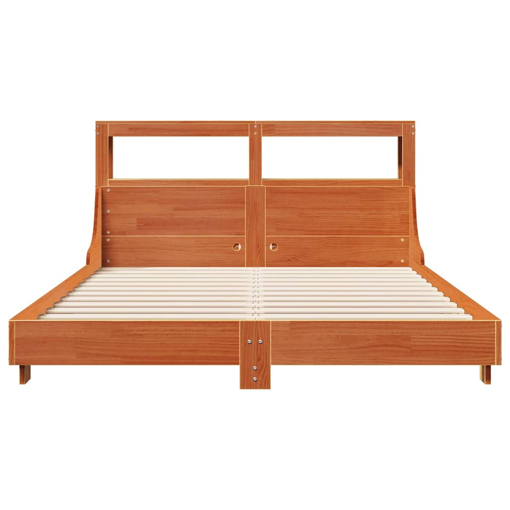 Cadre de lit sans matelas cire marron 160x200cm bois pin massif - XIOS