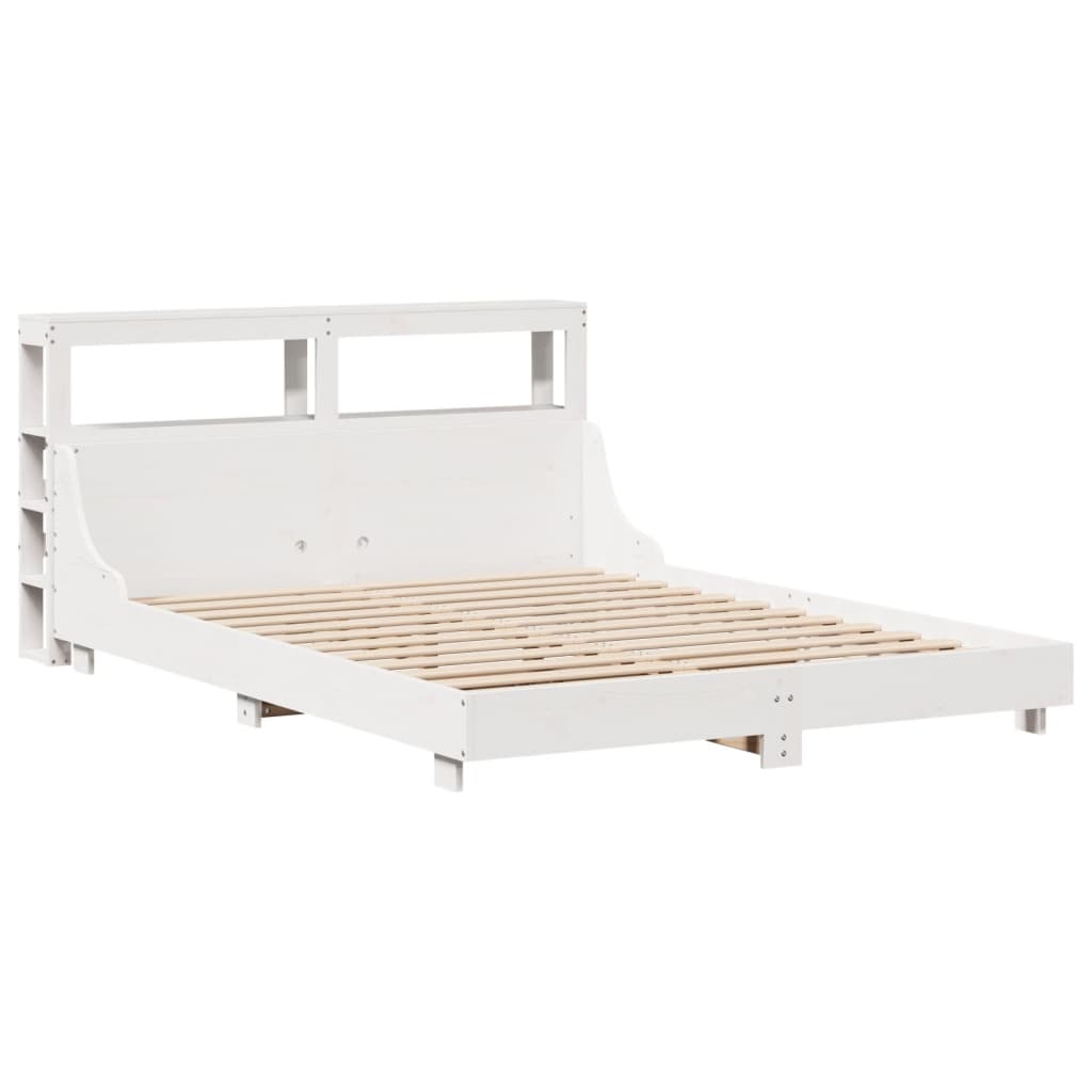 Cadre de lit sans matelas blanc 150x200 cm bois de pin massif - XIOS