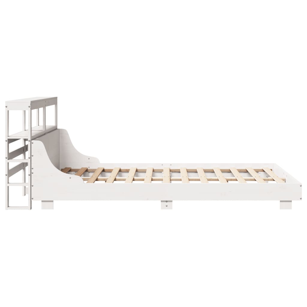 Cadre de lit sans matelas blanc 150x200 cm bois de pin massif - XIOS