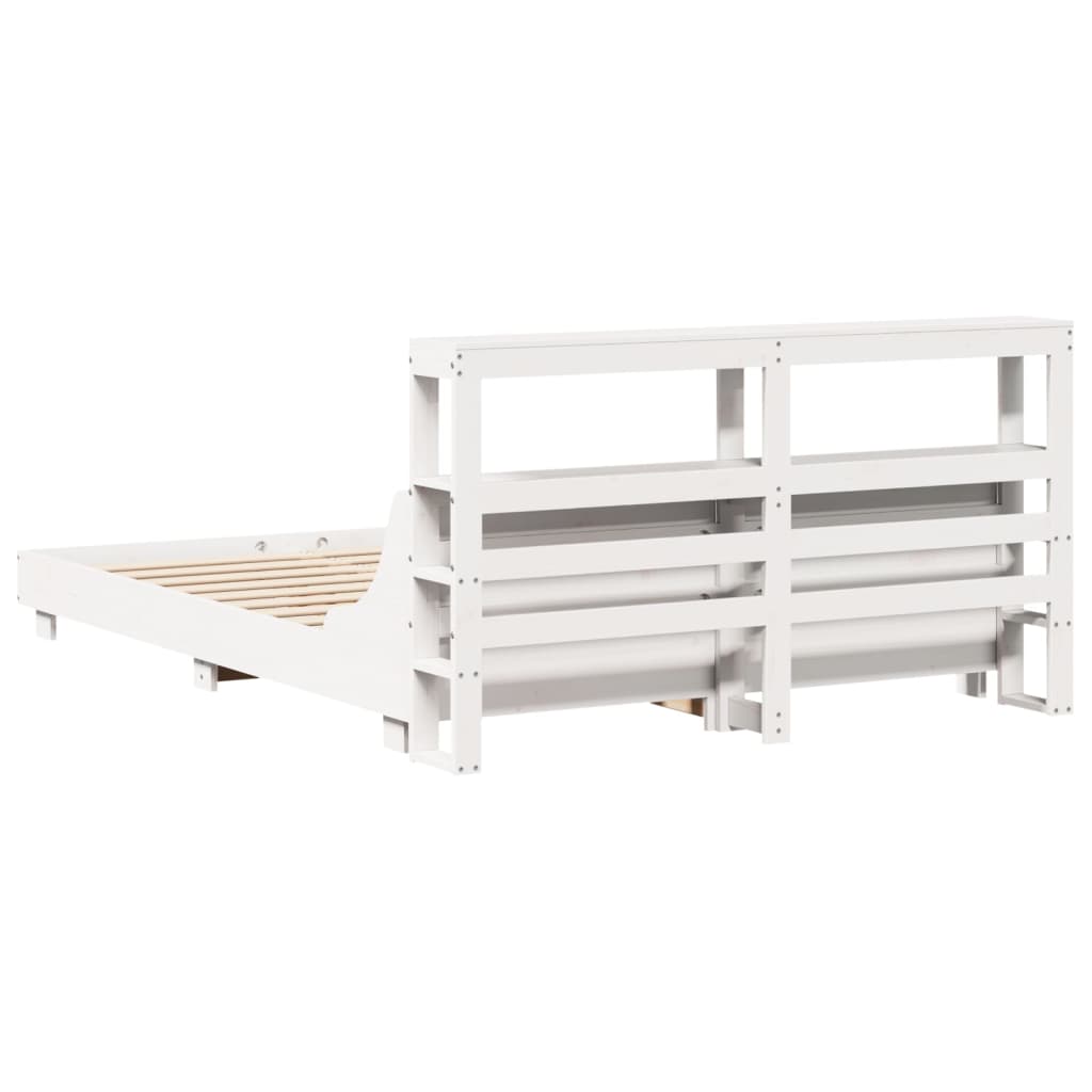 Cadre de lit sans matelas blanc 150x200 cm bois de pin massif - XIOS