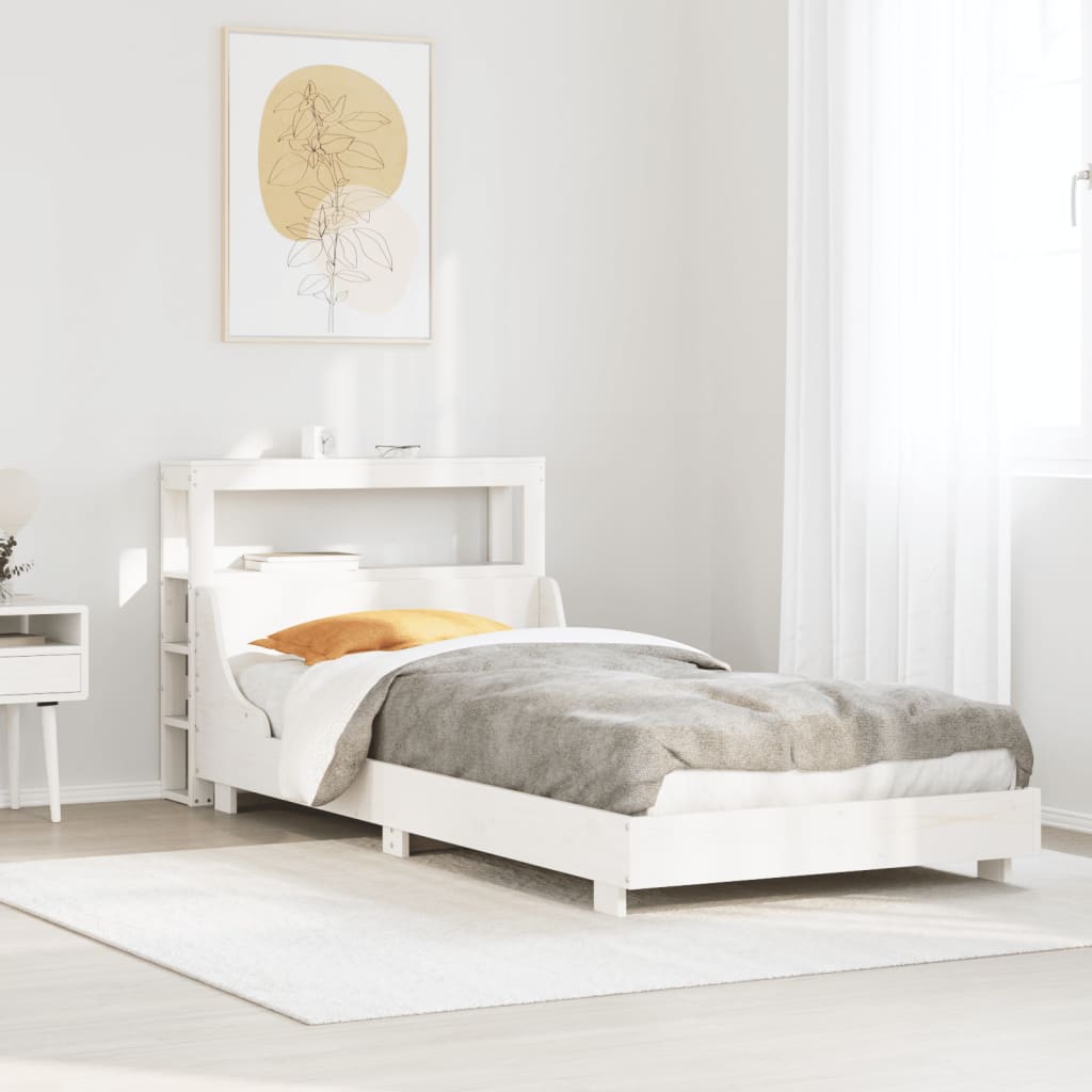 Cadre de lit sans matelas blanc 90x200 cm bois de pin massif - XIOS
