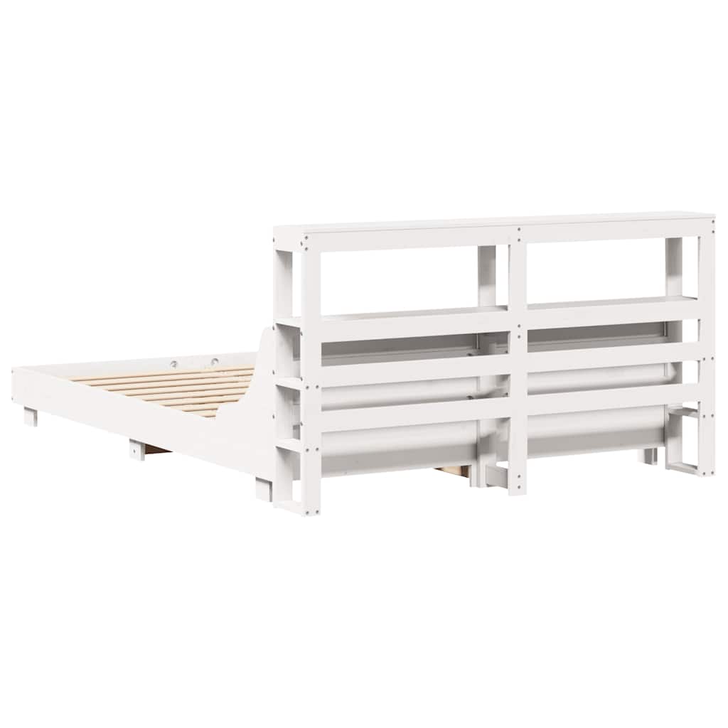 Cadre de lit sans matelas blanc 120x190 cm bois de pin massif - XIOS