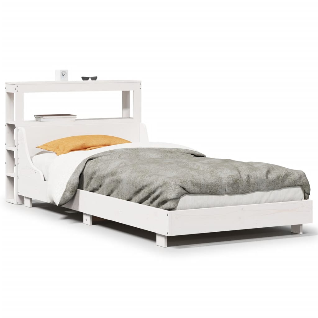 Cadre de lit sans matelas blanc 75x190 cm bois de pin massif - XIOS
