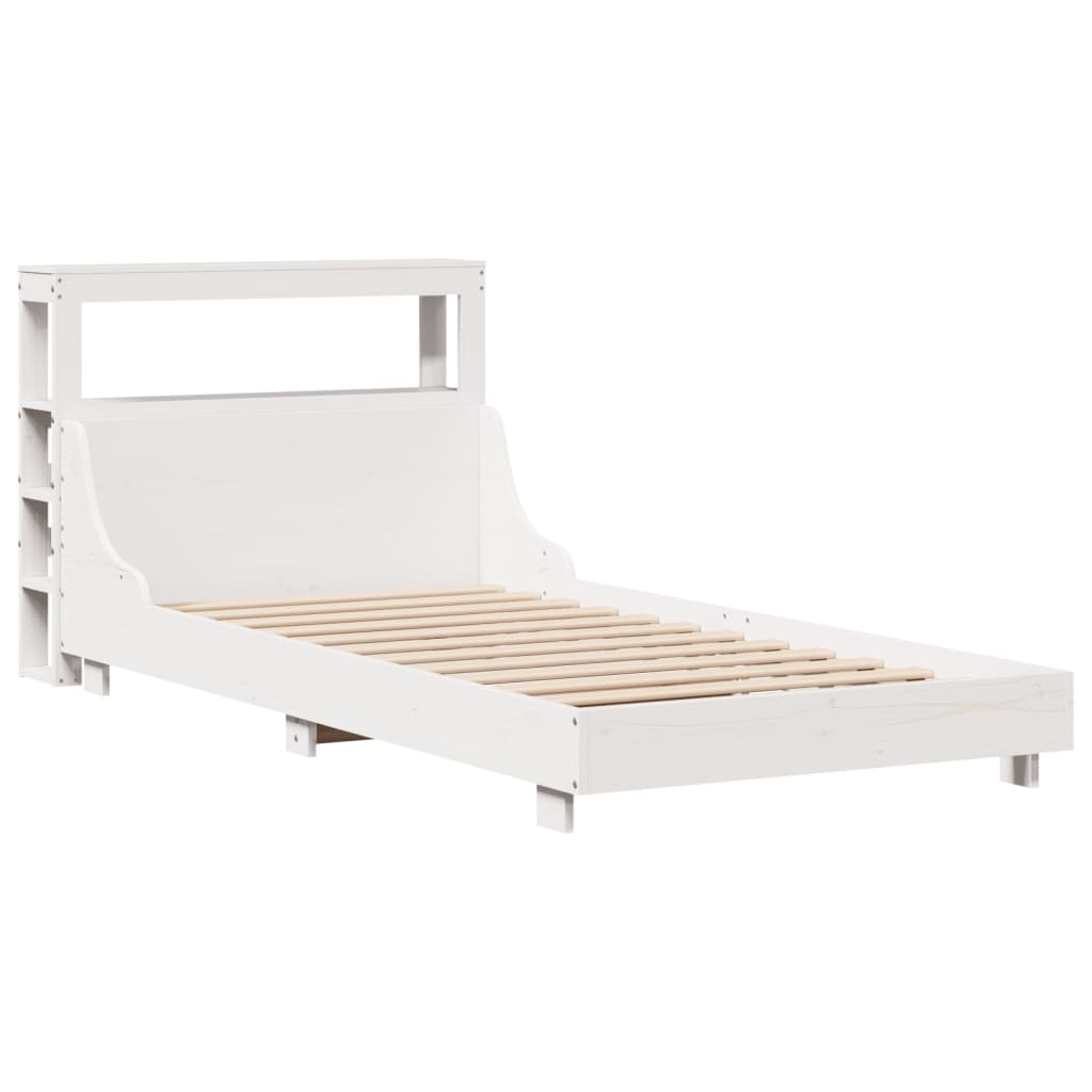 Cadre de lit sans matelas blanc 75x190 cm bois de pin massif - XIOS