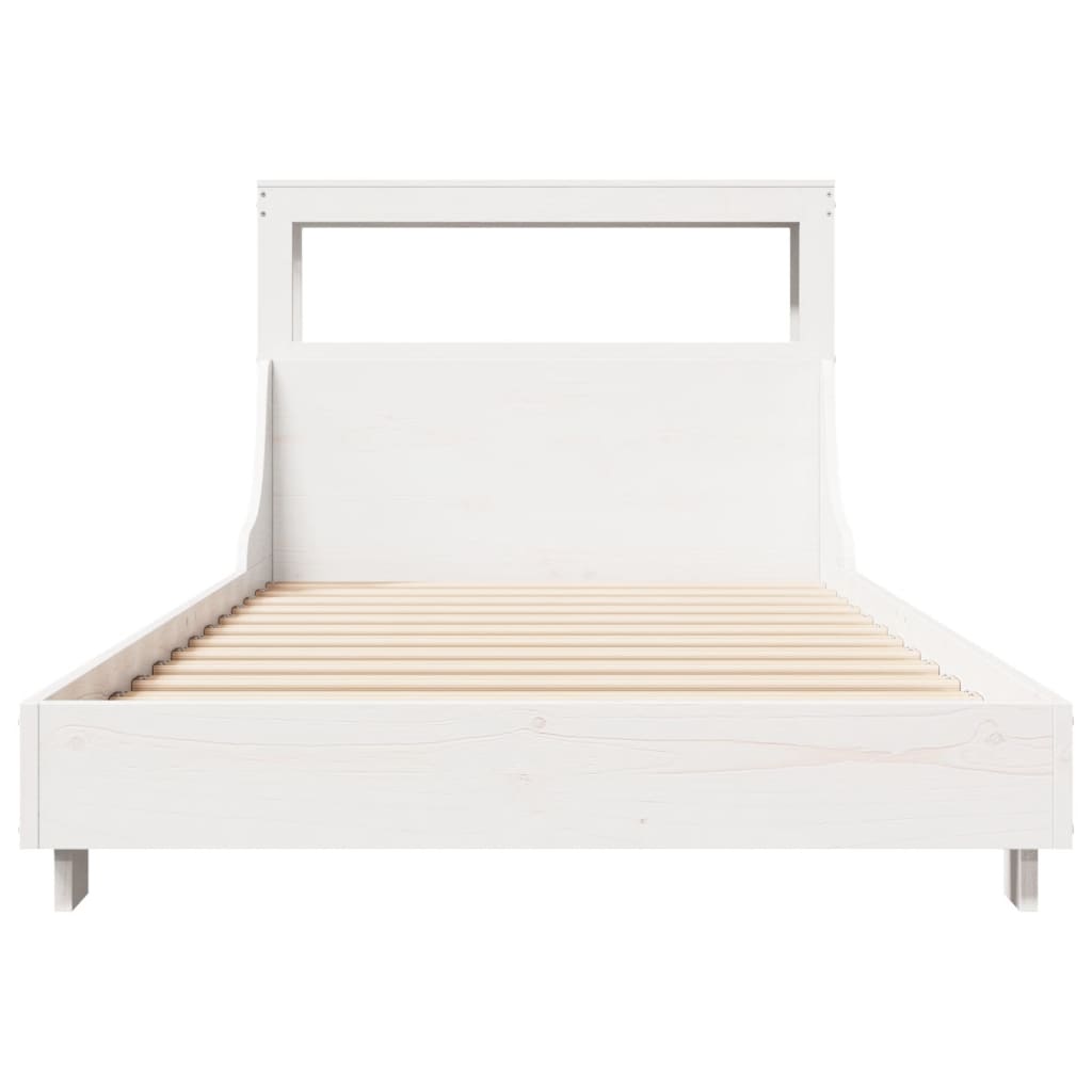 Cadre de lit sans matelas blanc 75x190 cm bois de pin massif - XIOS