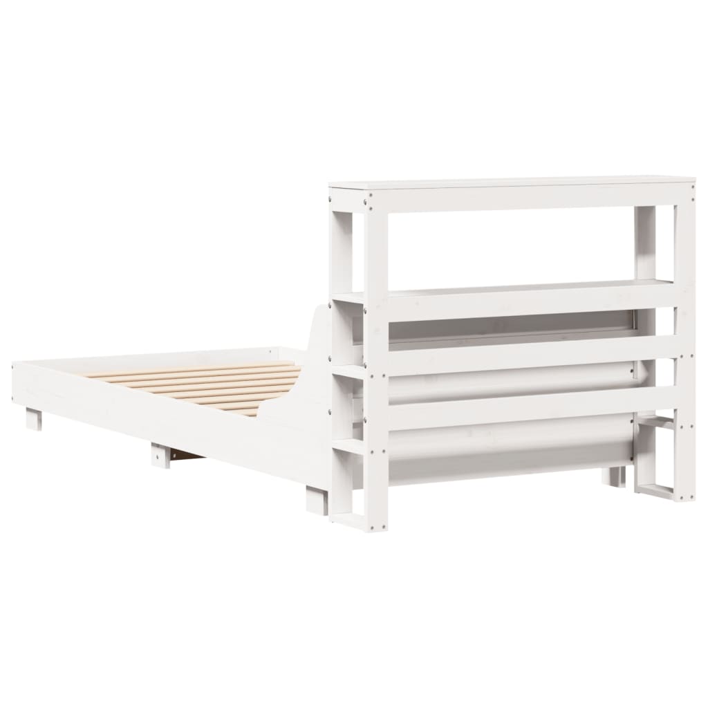 Cadre de lit sans matelas blanc 75x190 cm bois de pin massif - XIOS