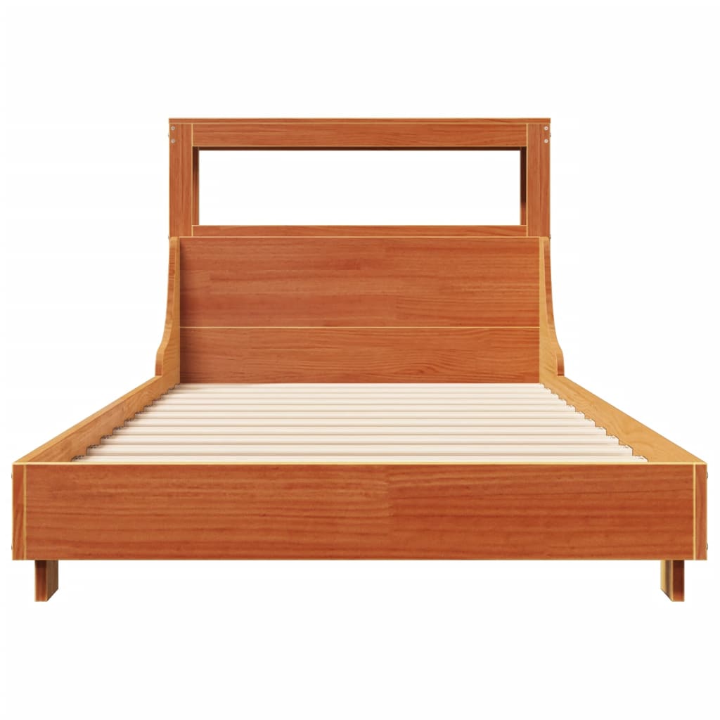 Cadre de lit sans matelas cire marron 75x190 cm bois pin massif - XIOS