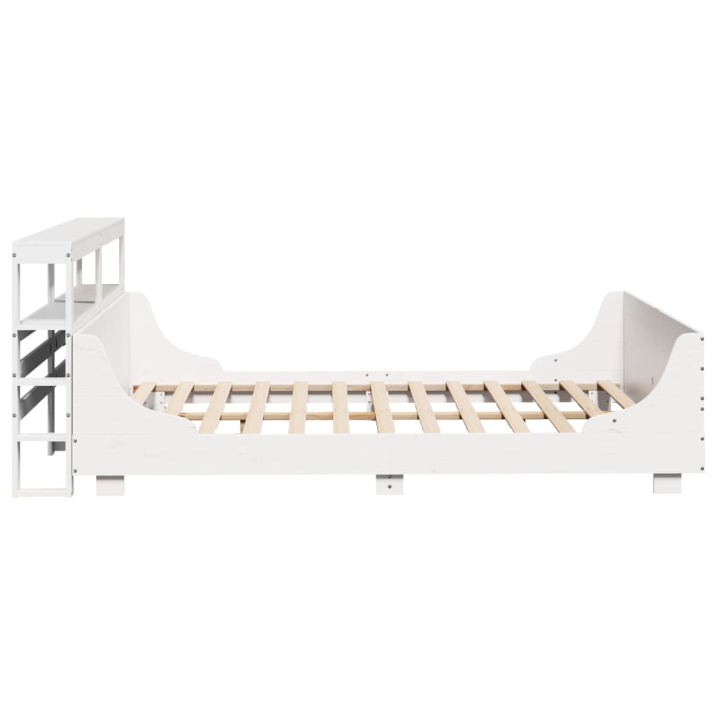 Cadre de lit sans matelas blanc 150x200 cm bois de pin massif - XIOS