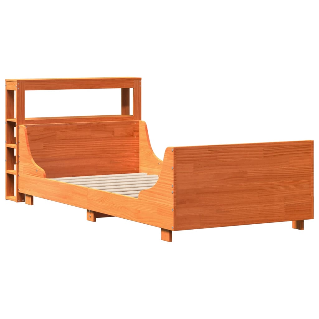 Cadre de lit sans matelas cire marron 100x200cm bois pin massif - XIOS