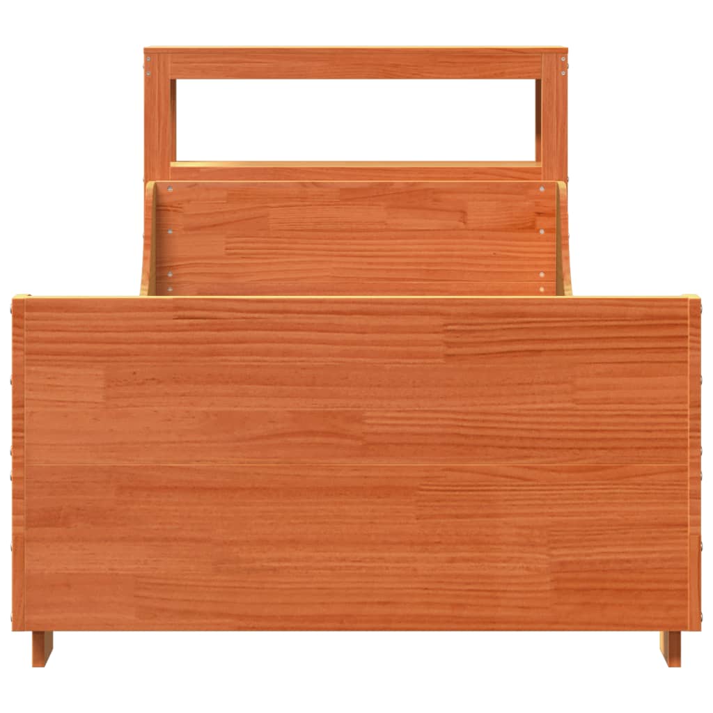 Cadre de lit sans matelas cire marron 100x200cm bois pin massif - XIOS