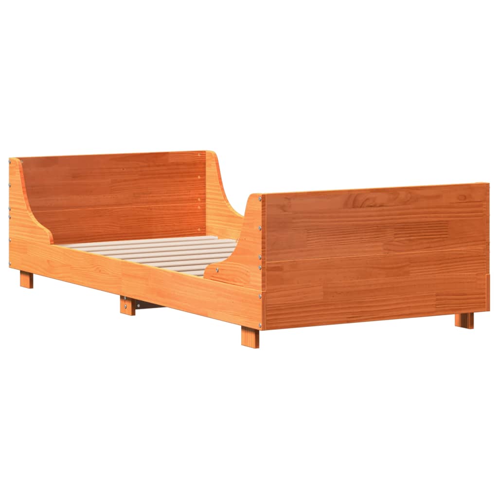 Cadre de lit sans matelas cire marron 100x200cm bois pin massif - XIOS