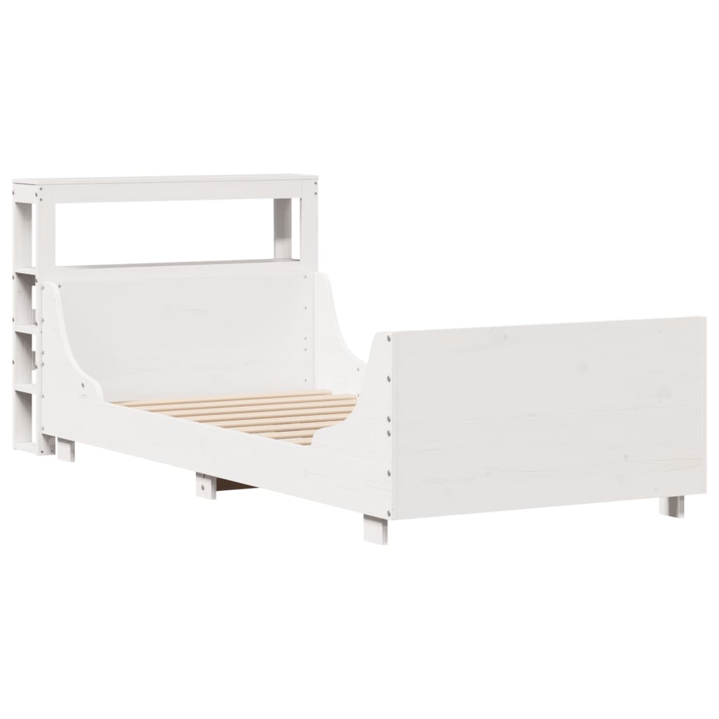 Cadre de lit sans matelas blanc 90x200 cm bois de pin massif - XIOS
