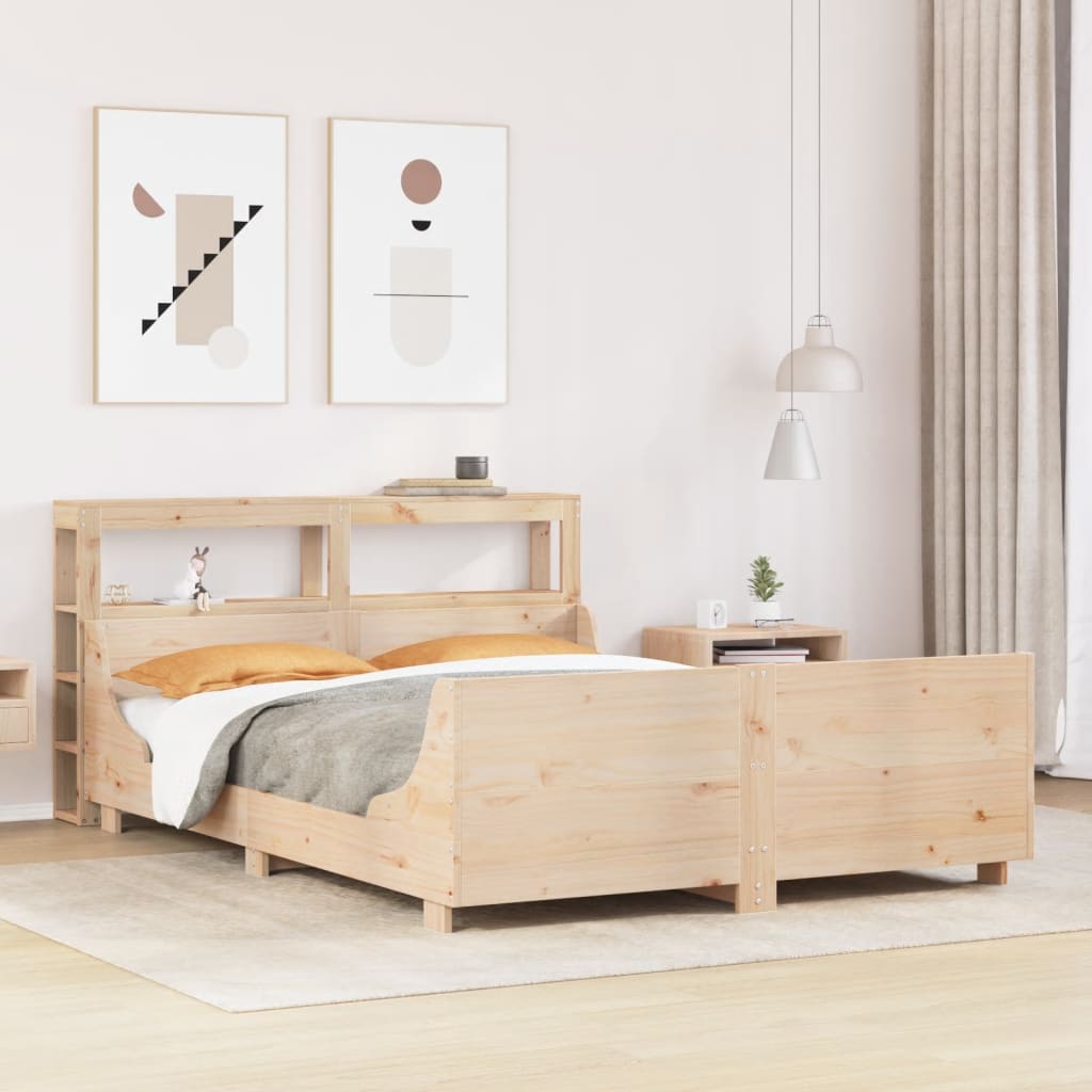 Cadre de lit sans matelas 140x190 cm bois de pin massif - XIOS