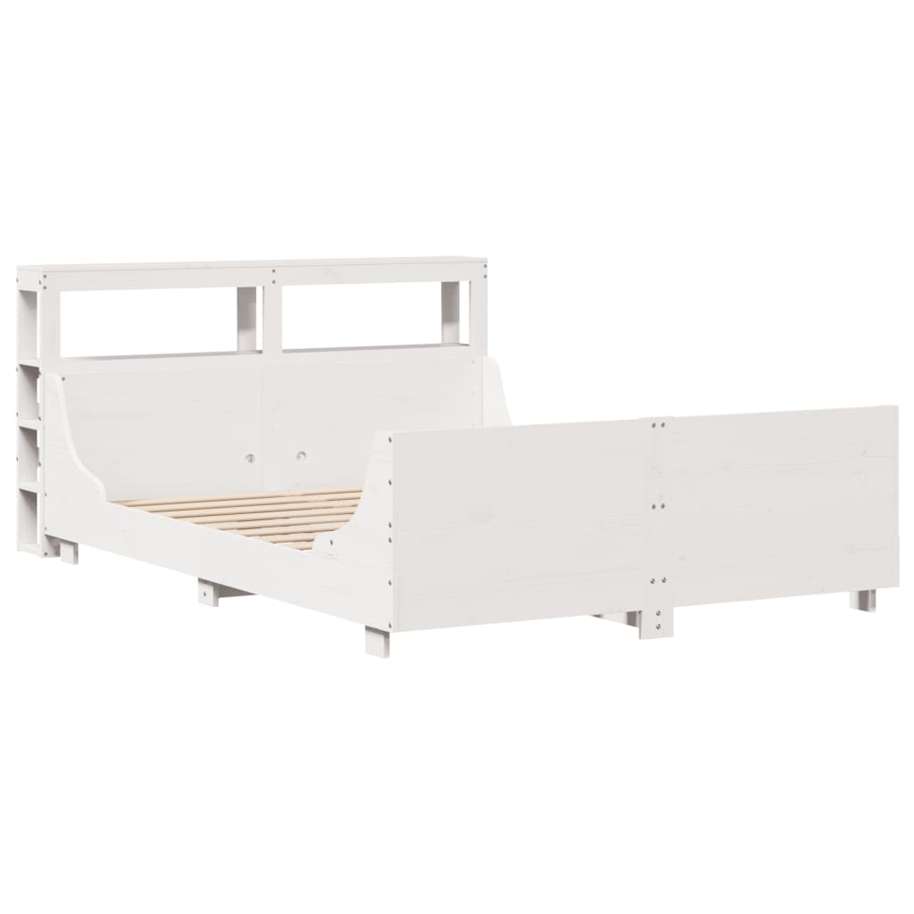 Cadre de lit sans matelas blanc 140x190 cm bois de pin massif - XIOS