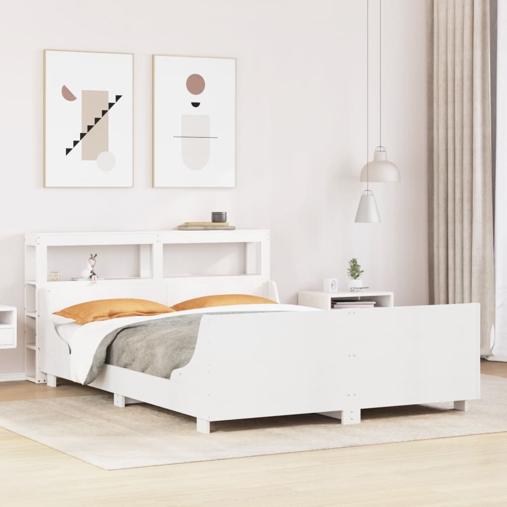 Cadre de lit sans matelas blanc 120x190 cm bois de pin massif - XIOS
