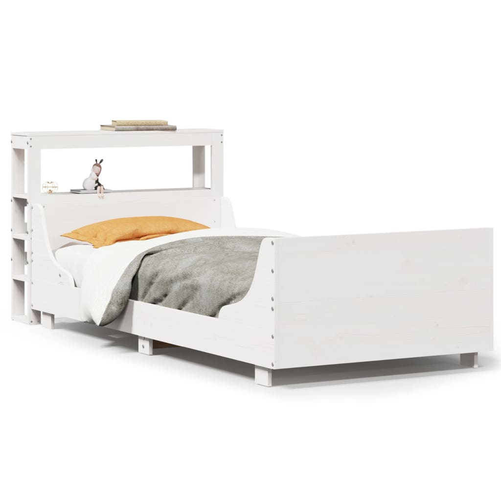 Cadre de lit sans matelas blanc 75x190 cm bois de pin massif - XIOS