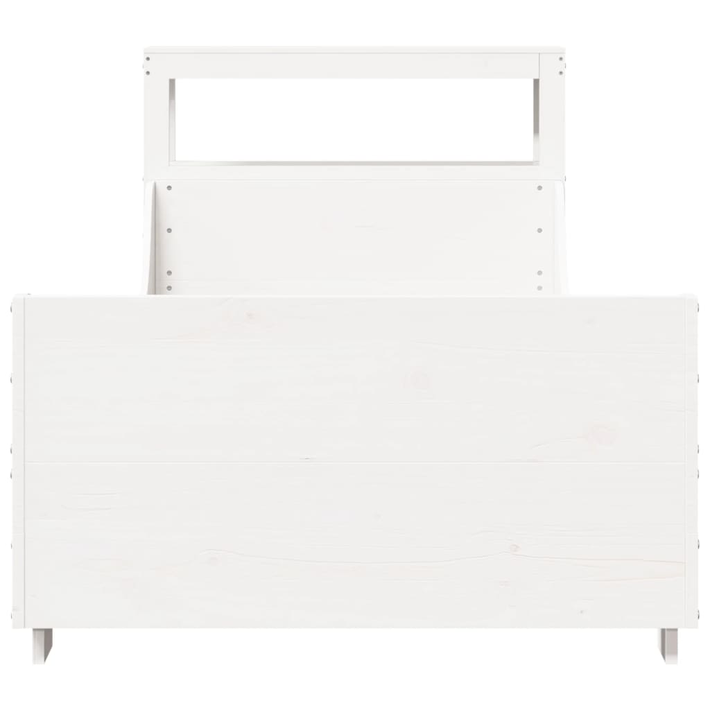 Cadre de lit sans matelas blanc 75x190 cm bois de pin massif - XIOS