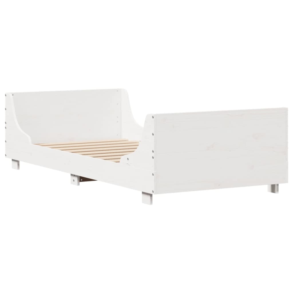 Cadre de lit sans matelas blanc 75x190 cm bois de pin massif - XIOS