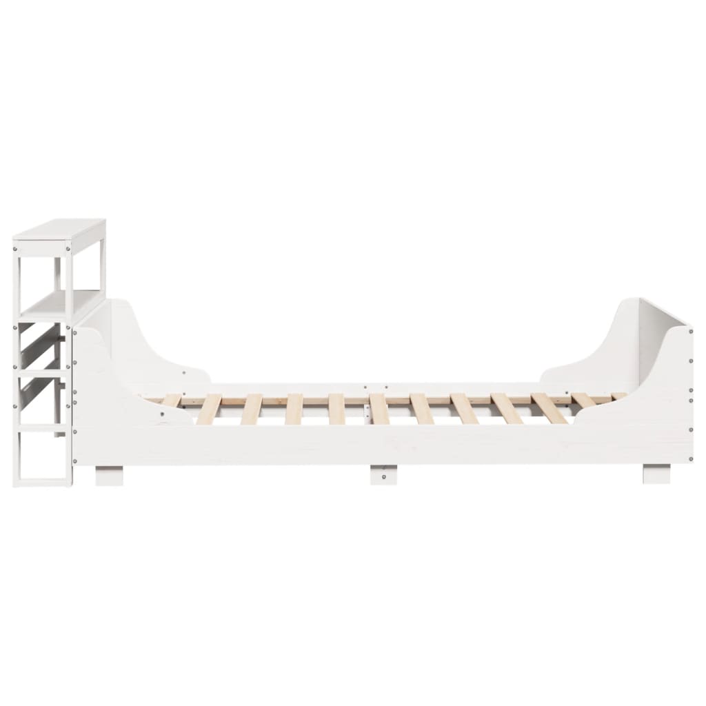 Cadre de lit sans matelas blanc 75x190 cm bois de pin massif - XIOS