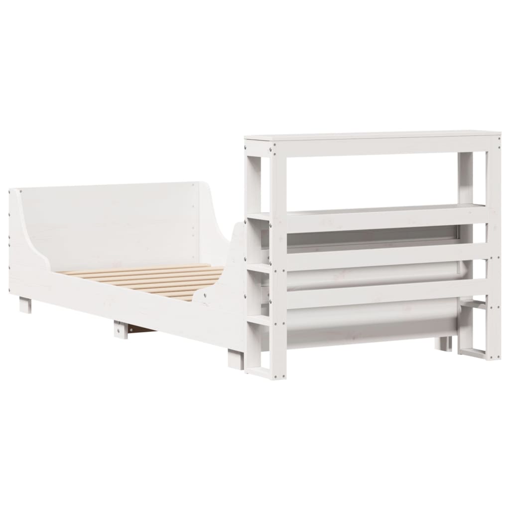 Cadre de lit sans matelas blanc 75x190 cm bois de pin massif - XIOS