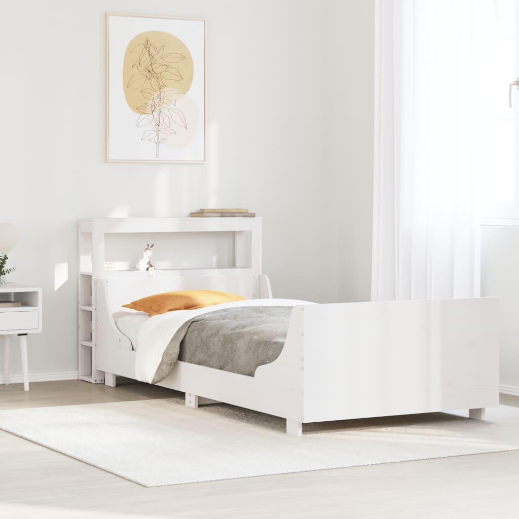 Cadre de lit sans matelas blanc 75x190 cm bois de pin massif - XIOS