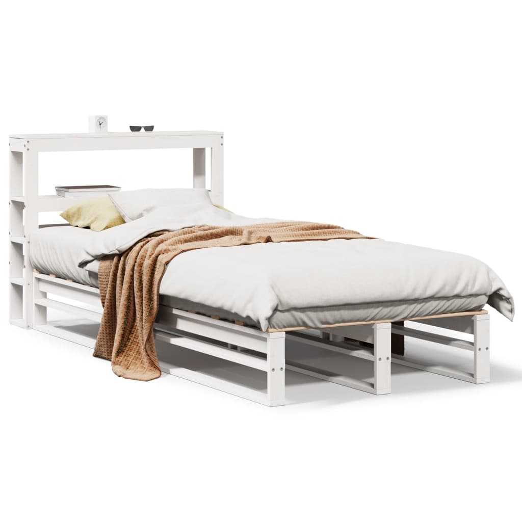Cadre de lit sans matelas blanc 90x200 cm bois de pin massif - XIOS