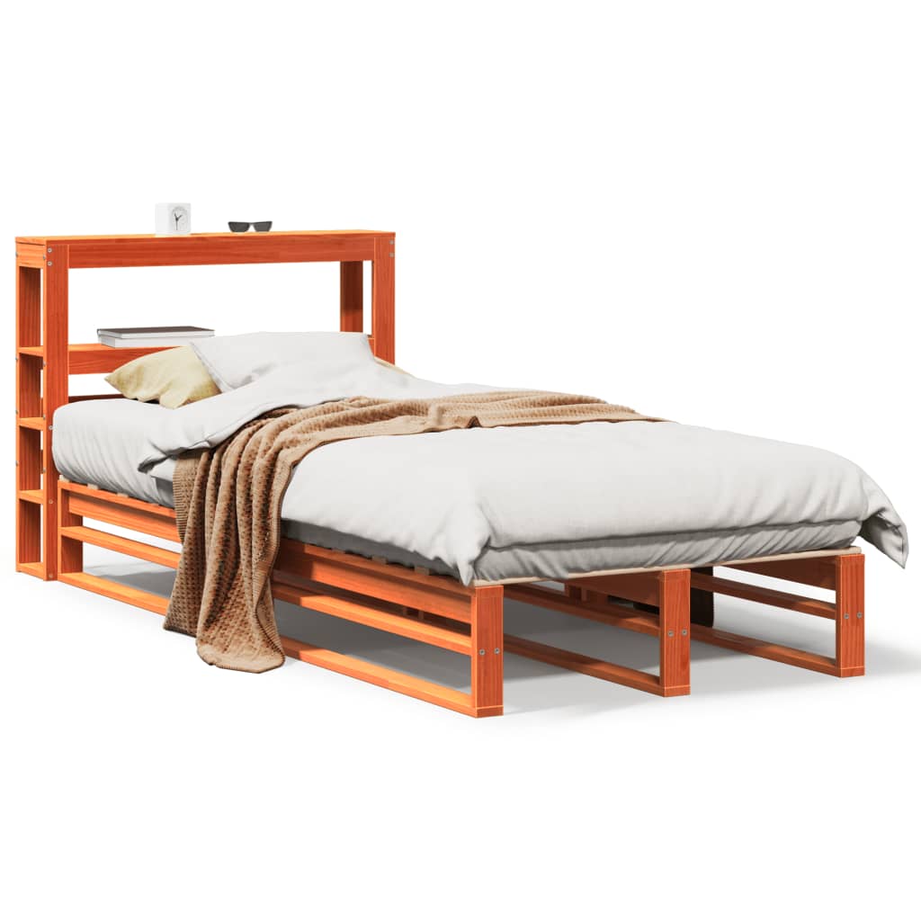 Cadre de lit sans matelas cire marron 100x200cm bois pin massif - XIOS
