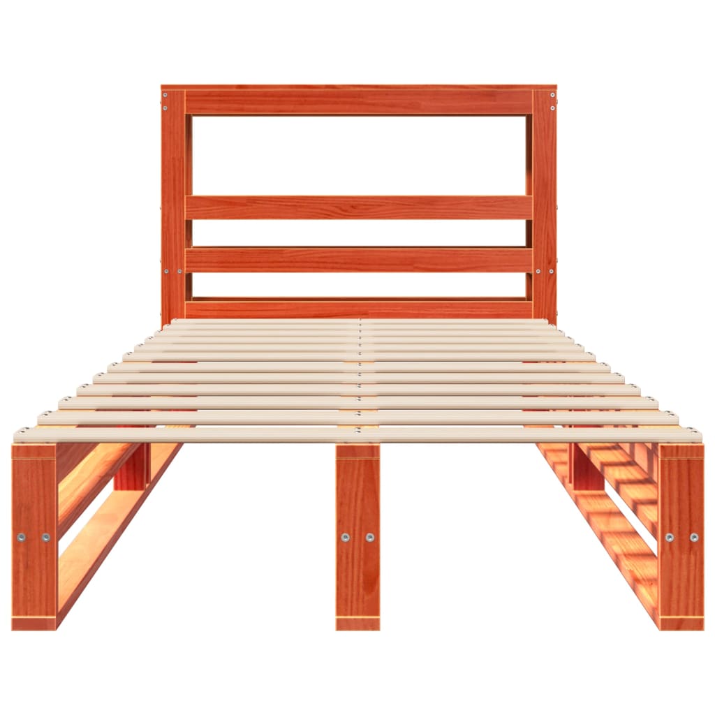 Cadre de lit sans matelas cire marron 100x200cm bois pin massif - XIOS
