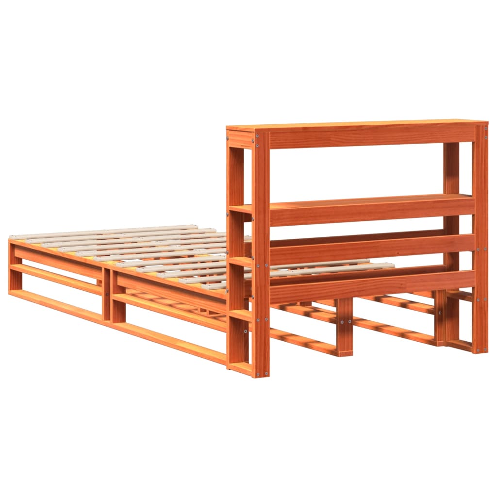 Cadre de lit sans matelas cire marron 100x200cm bois pin massif - XIOS