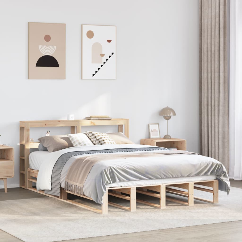 Cadre de lit sans matelas 140x200 cm bois massif de pin - XIOS