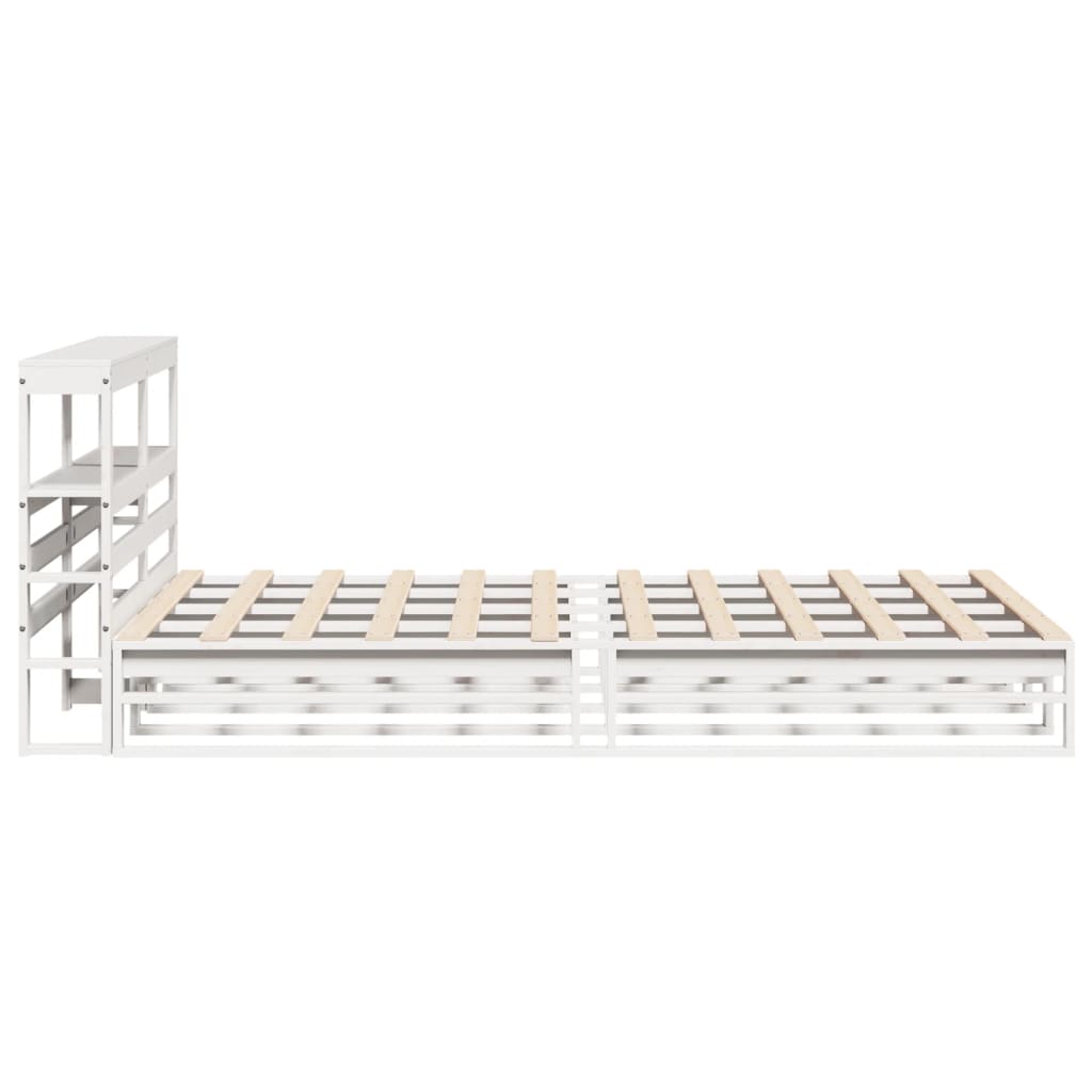 Cadre de lit sans matelas blanc 140x200 cm bois de pin massif - XIOS
