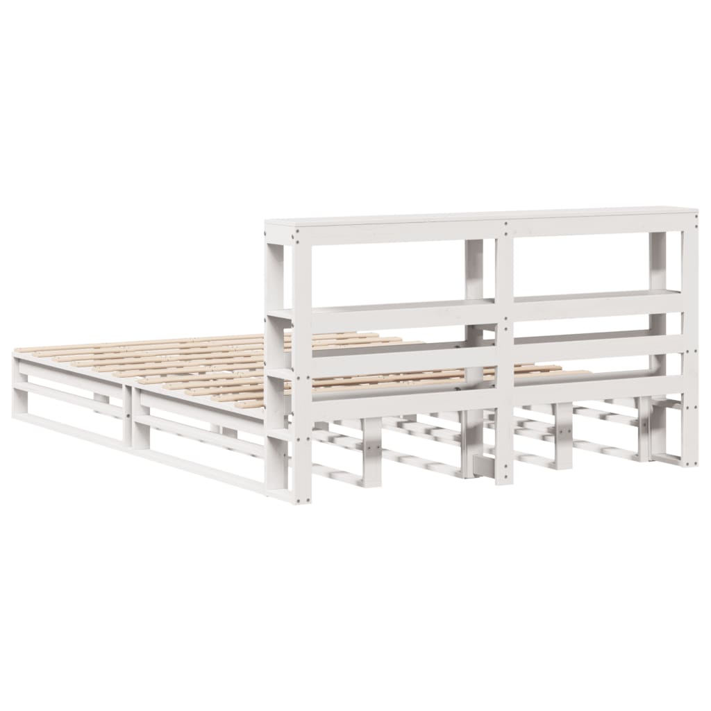 Cadre de lit sans matelas blanc 140x200 cm bois de pin massif - XIOS