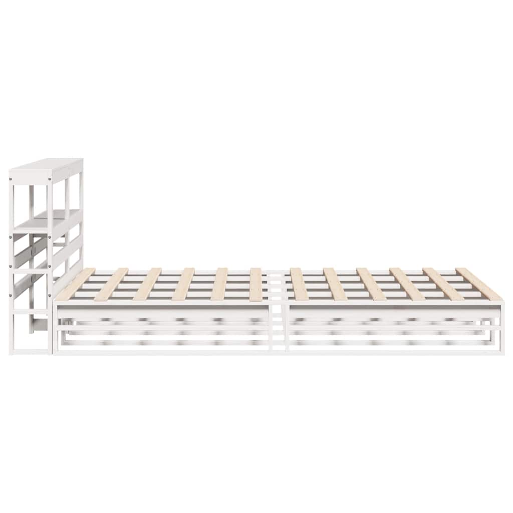 Cadre de lit sans matelas blanc 150x200 cm bois de pin massif - XIOS