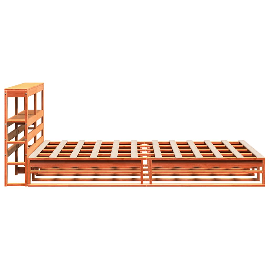 Cadre de lit sans matelas cire marron 150x200cm bois pin massif - XIOS