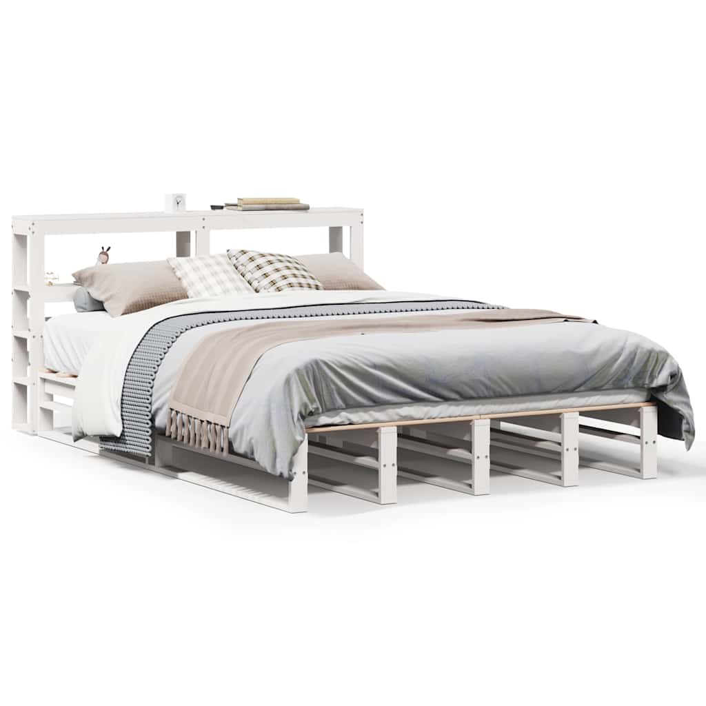 Cadre de lit sans matelas blanc 160x200 cm bois de pin massif - XIOS